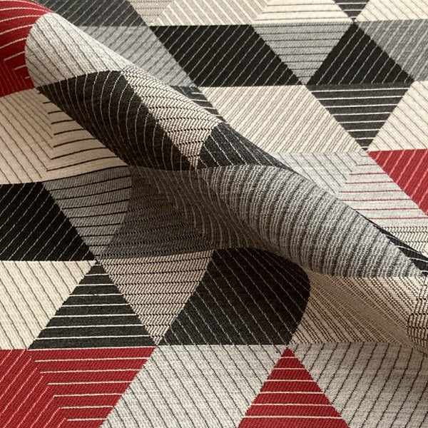 Great Choice Product Red Gray Black Geometric Upholstery Fabric