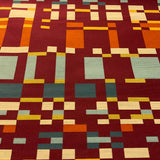 Arc-Com Square One Fire Geometric Burgundy Upholstery Fabric