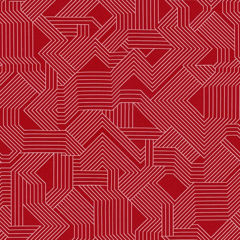 Carnegie Maze 36 Red Geometric Upholstery Fabric