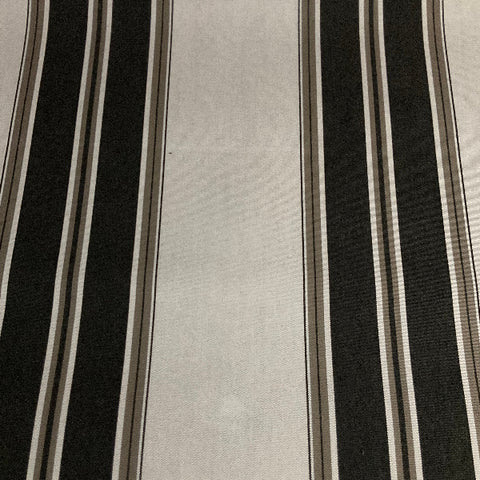 Remnant of Sunbrella Shade Fancy Black/Taupe Outdoor Awning Upholstery Fabric