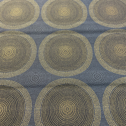 Arc-Com Shibori Blueberry Concentric Circles Blue Upholstery Fabric