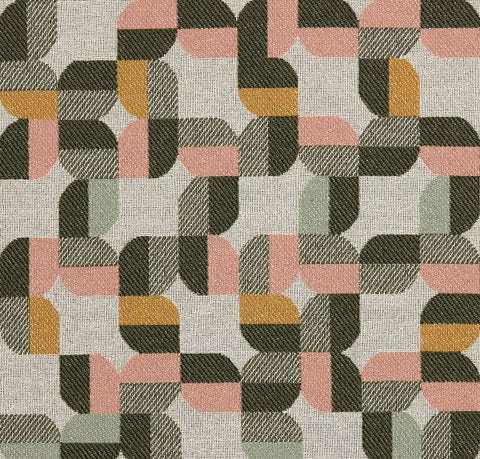 Remnant of HBF Cloverleaf Pink/Olive Upholstery Fabric