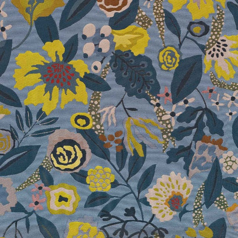 Remnant of Designtex Bloomer Bright Blue Upholstery Fabric