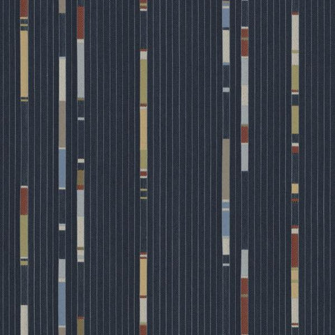 Remnant of Maharam Fabrics Segmented Stripe Navy Paul Smith  Upholstery Fabric