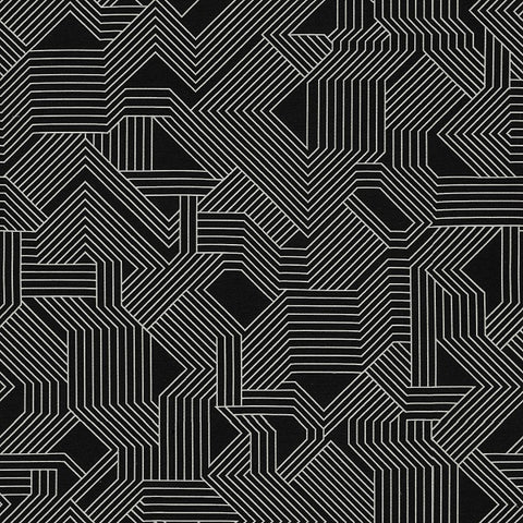 Carnegie Maze 31 Black Geometric Upholstery Fabric