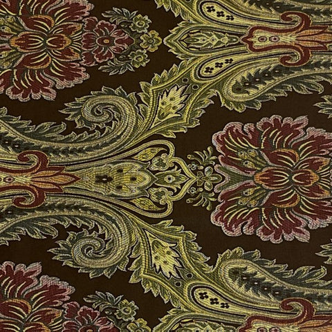 Upholstery Paisley Chocolate Teal Fairchild Chenille Fabric By The Yard