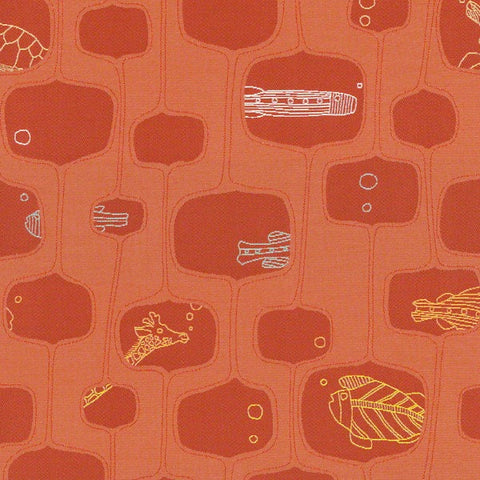 Remnant of CF Stinson Supersillyness Coral Upholstery Fabric