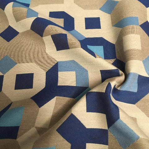 Carnegie Puzzle 22 Sunbrella Blue Upholstery Fabric