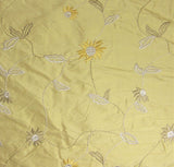 Seville Maize Embroidered Floral Silk Drapery Fabric